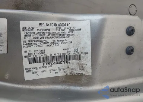 2008 Ford Focus Se/Ses from USA, damaged, VIN 1FAHP35N28W279986